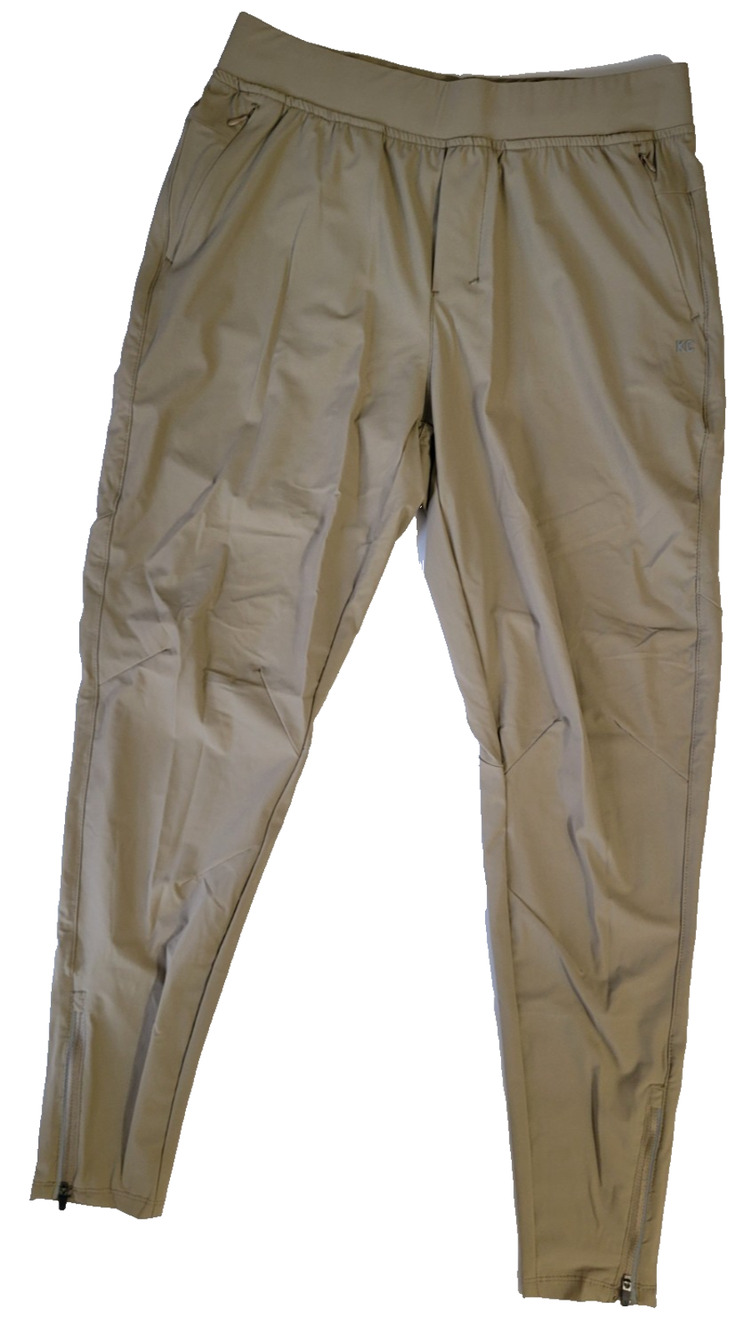 Kenneth Cole Womens S Khaki Active Jogger Pants Ankle Zip Stretch Lightweight